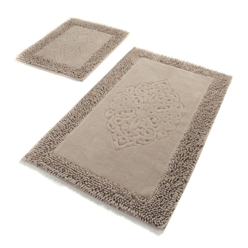 Premium Cotton Bathmat Set (2 Pieces), Antibacterial, Non-Slip Underside | Includes 19.7 x 23.6 inches & 23.6 x 39.4 inches Mats | 100% Cotton, 1.76 lbs/sq yd | Machine Washable, Perfect for Bathroom Comfort & Safety