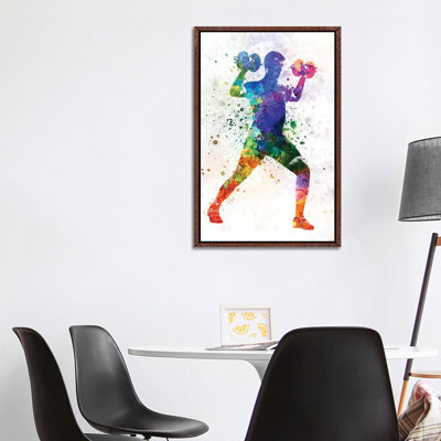 Man Exercising Weight Training by Paul Rommer - Floater Frame Gallery-Wrapped Canvas Giclée on Canvas