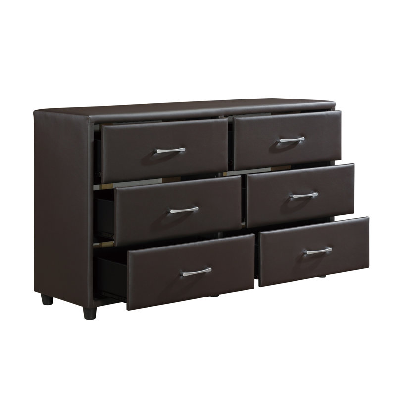 Gribble 56.5'' W 6 - Drawer Dresser, Dark Brown