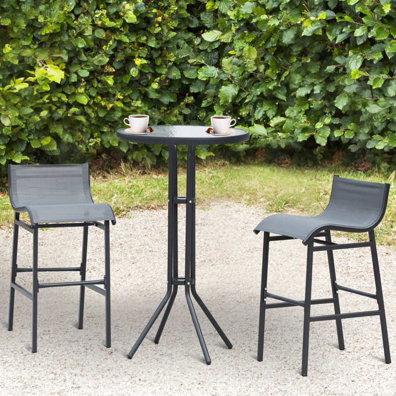 Ensemble de bistro 3 pièces pour 2 personnes, table de pub ronde pour 2 chaises de bar avec une conception confortable et une construction robuste