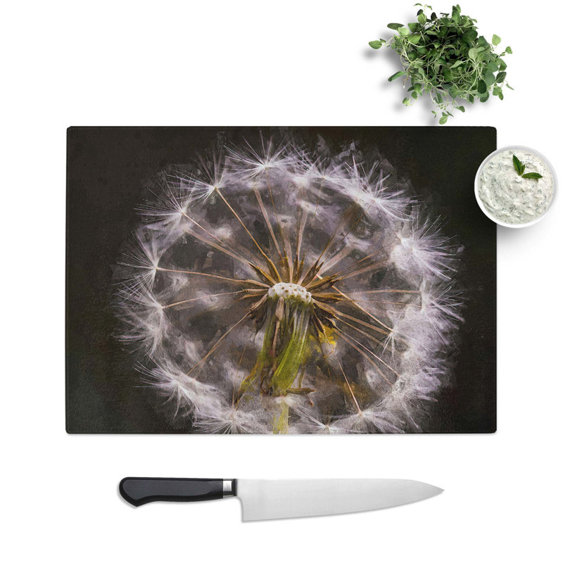 Tempered Glass a Dandelion Chopping Board, 39 cm W x 28.5 cm L