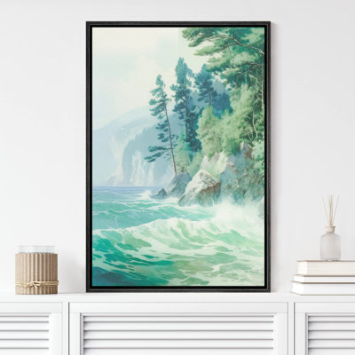 Woodland Forest Landscape " Emerald Green Teal Ocean Wave Forest Tree "