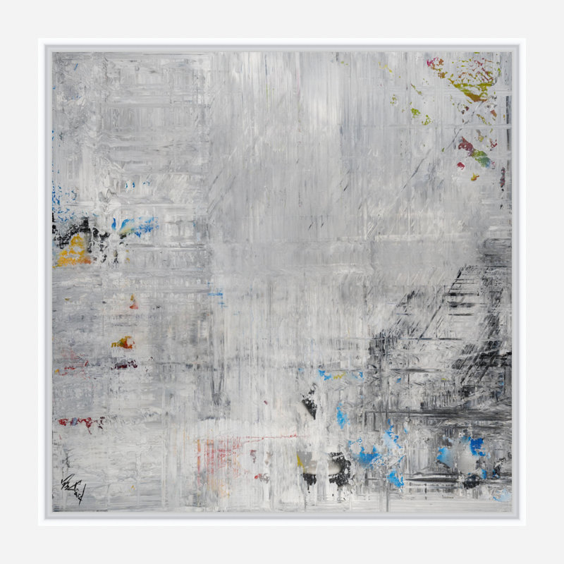 Hex Print by John Beard, White Floater Framed, 50" H x 50" W x 2" D