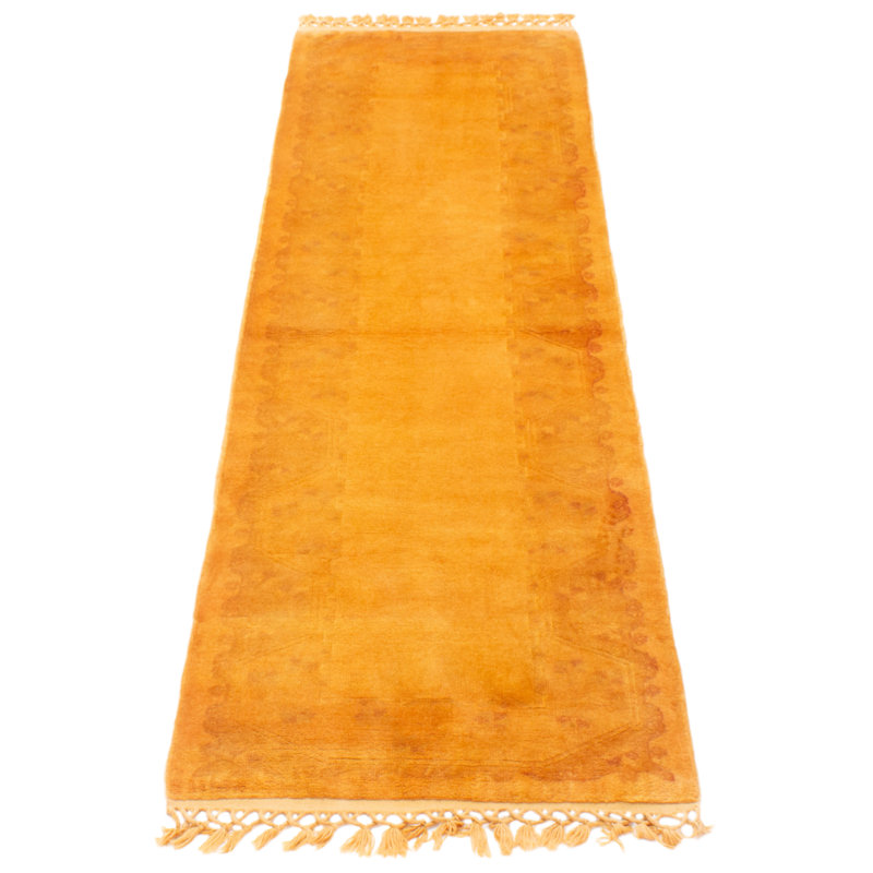 Tapis orange clair en laine noué à la main de conception unique 2 pi 8 po x 6 pi 9 po