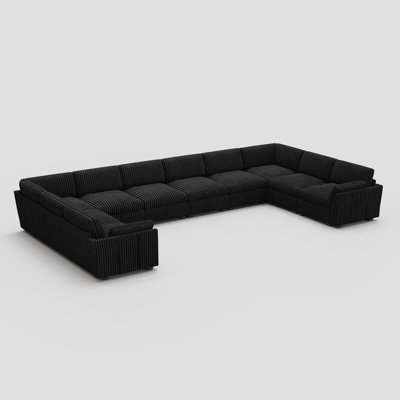 Knaack Oversized 200.8'' Wide U-Shaped Livingroom Couch & Plush Wide Corduroy Sectional Sofa With Detachable Back & Seat Cushions