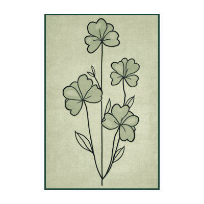 Machine Washable Ritner St Patties Modern & Contemporary Abstract Rug in Beige – Green Binding