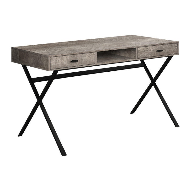 Bureau d'ordinateur, bureau personnel, ordinateur portable, tiroirs de rangement, L 48 po, bureau, métal, stratifié, Taupe