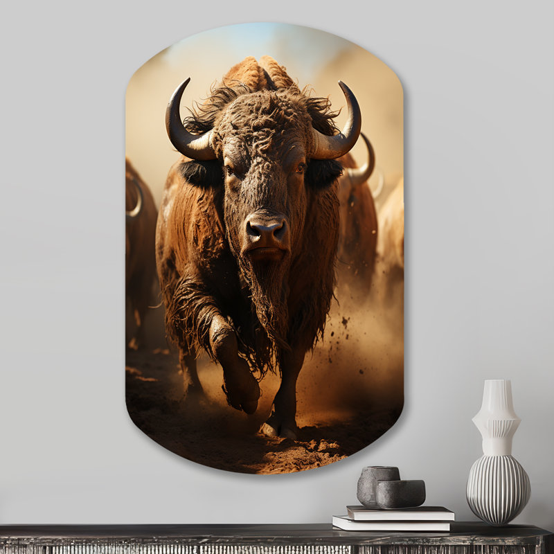 Art amérindien Buffalo Thunder - Art amérindien en forme de cylindre, art mural en métal, H 31 po x l 19 po