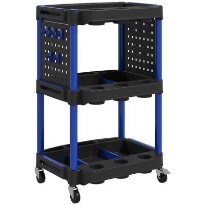 Tall Mobile Rolling Tool Organizer Cart, Ample Storage Holes Smooth Moving Lockable Wheel Design For Home Repair Workshop Garage