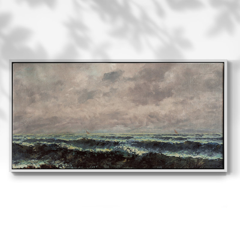 Série nautique-CCCCXCVII- Toile tendue avec châssis tendue, prête à être accrochée, H 21 po x l 41 po, Blanc