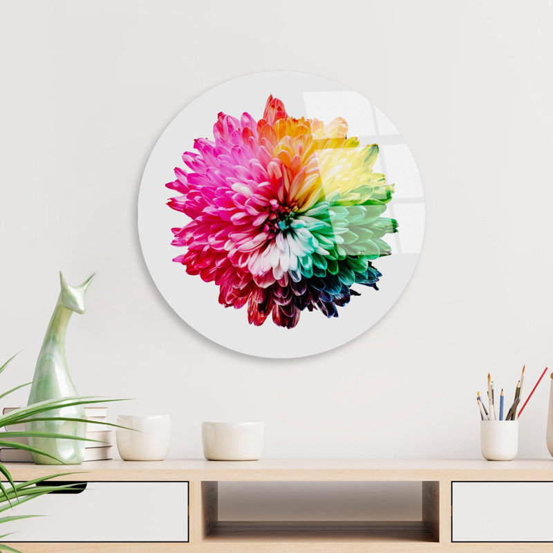 Peinture décorative en verre trempé, incassable, 11,8 po de diamètre | 100% verre trempé, épaisseur de 0,16 po | Impression UV haute résolution sur la surface arrière, facile à nettoyer, couleurs vives, avec crochet de fixation inclus
