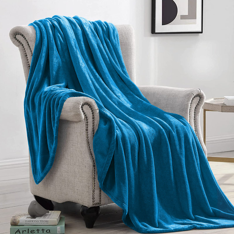 Climax Super Soft Reversible Mink Faux Plush Fur Fleece Blanket Throw, Super King (6'), Teal