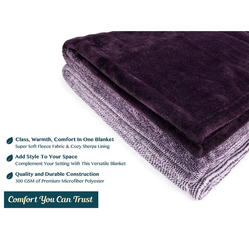 Gradient Purple Faux Fur Fleece Throw Blanket, 50" x 60"