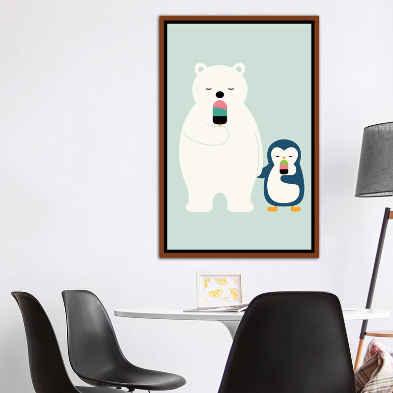 «Stay Cool» par Andy Westface - impression d'art graphique, Toile avec cadre en bois brun, Pas de tapis