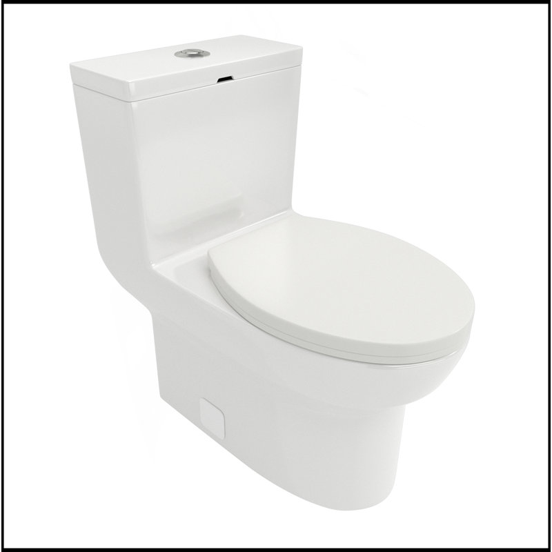 Toilette moderne en céramique une pièce, double chasse avec siège à revêtement doux