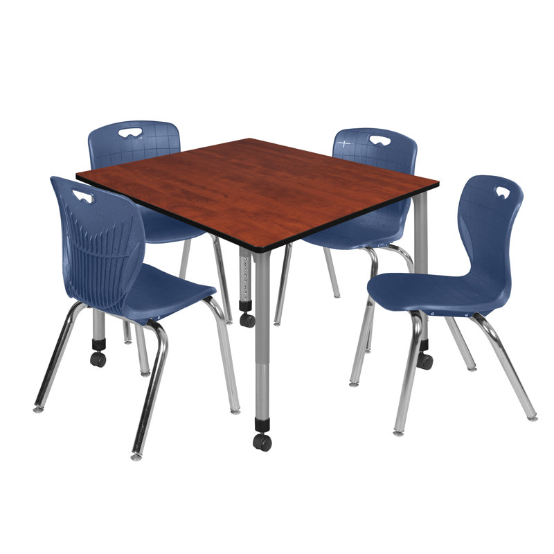Ensemble de table de salle à manger L 42 po Romig Kee, Bleu, Cerisier, H 34 po x L 126 po x l 126 po