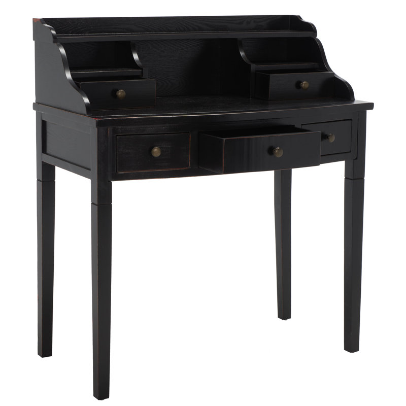 Beecher Solid Wood Writing Desk, Black