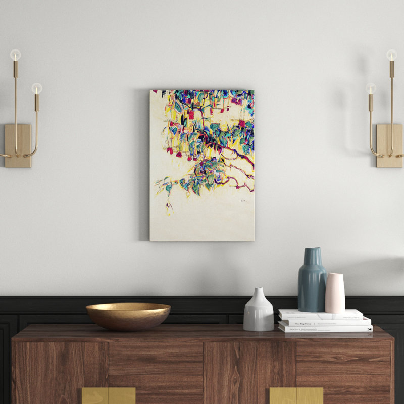 Sun Tree by Egon Schiele - Painting on Canvas, 20.32 cm H x 30.48 cm W, No Frame