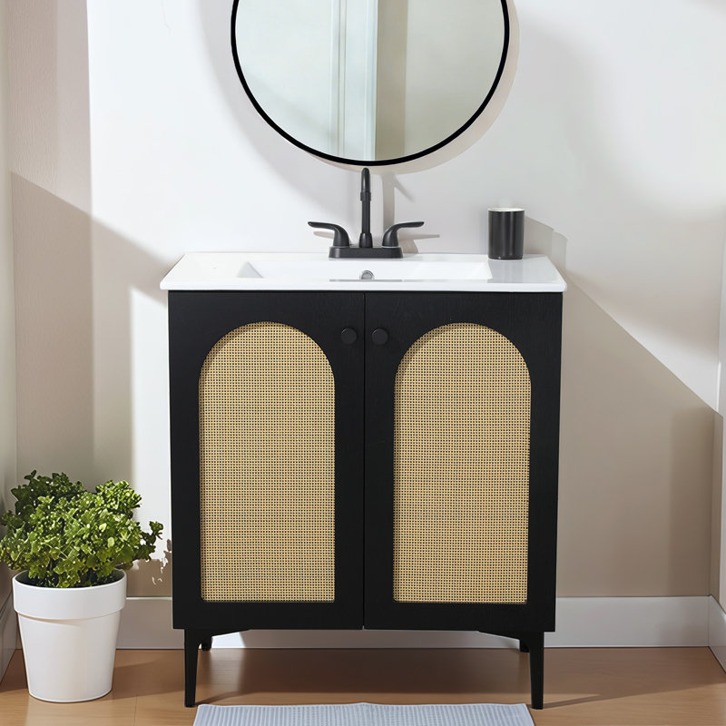 Ensemble de meuble-lavabo simple moderne 30 po noir
