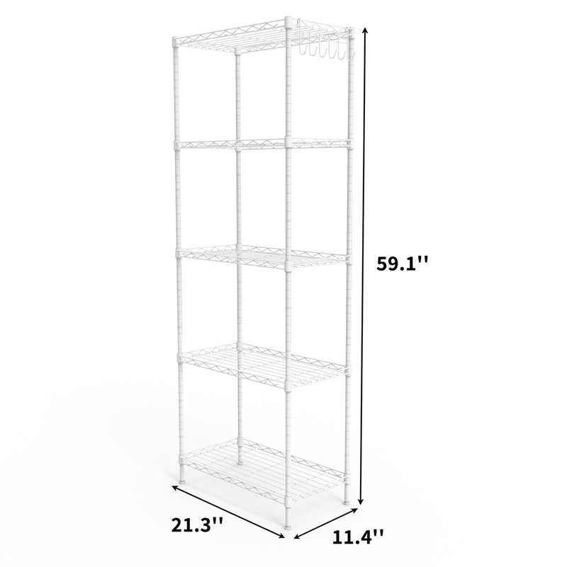 Support de rangement à 5 niveaux 59 po, Blanc