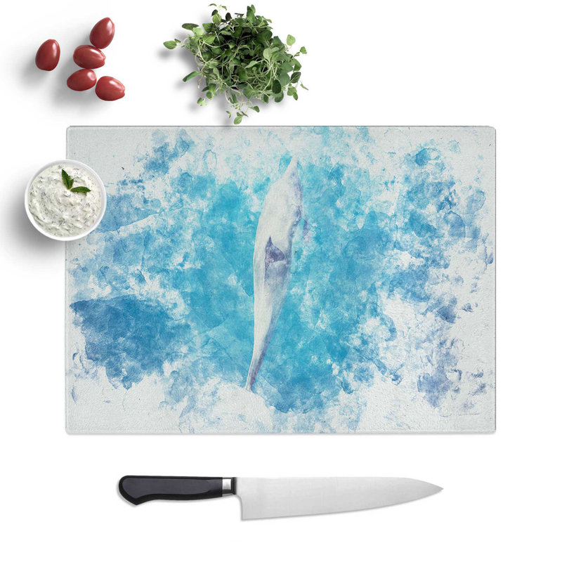 Tempered Glass Dolphin Leading the Way Chopping Board, 28.5 cm x 39 cm