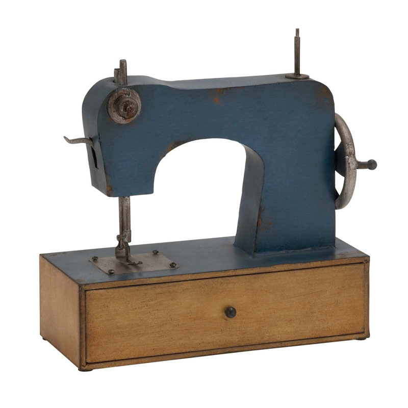 Tableau de note de machine à coudre rétro - Porte-mémo décoratif en métal avec base de tiroir