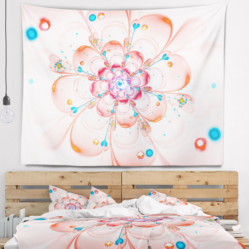 Tapisserie florale rose avec pétales de fleurs, H 32 po x l 39 po