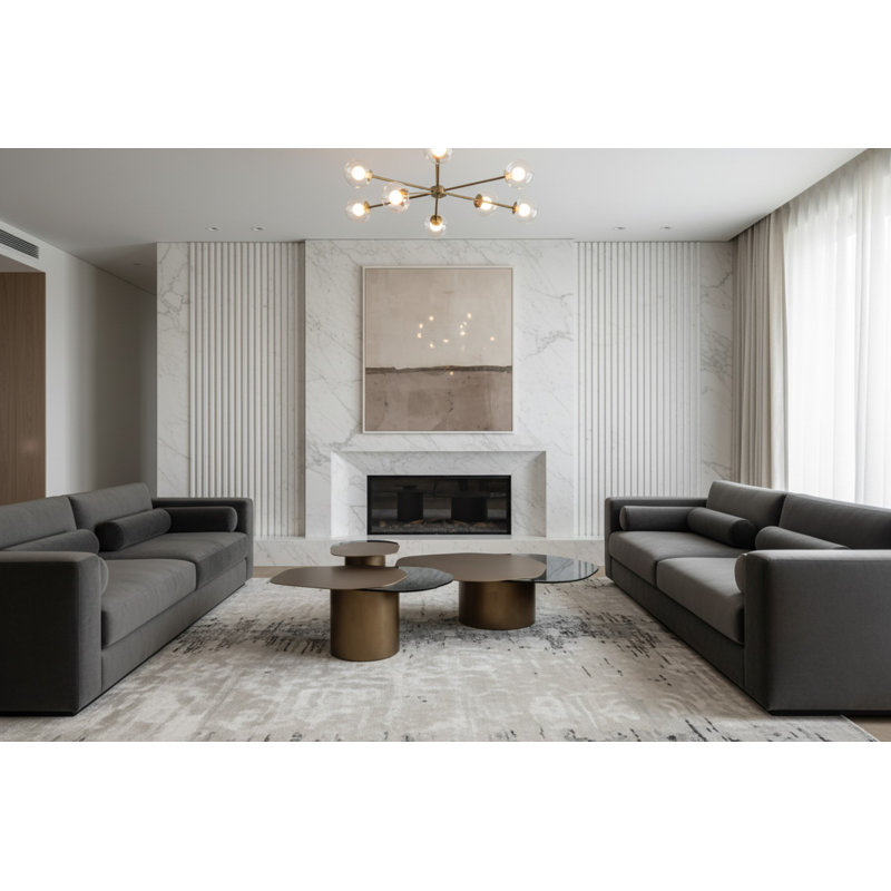 Cerryn Modern Sculptural Irregular Coffee Table with Glass &  Metal Top and Metal Base – Statement Living Room Centerpiece