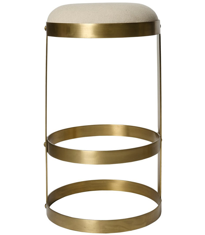 Dior Metal Bar & Counter Stool, Bar Stool (31" Seat Height), Antique Brass