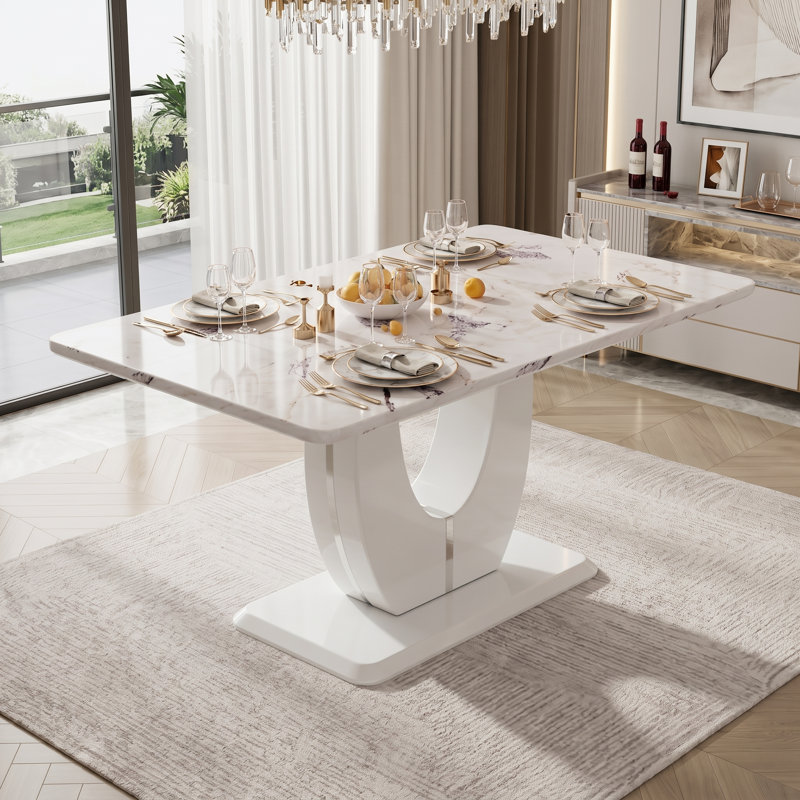 Table de salle à manger Avdain, Blanc