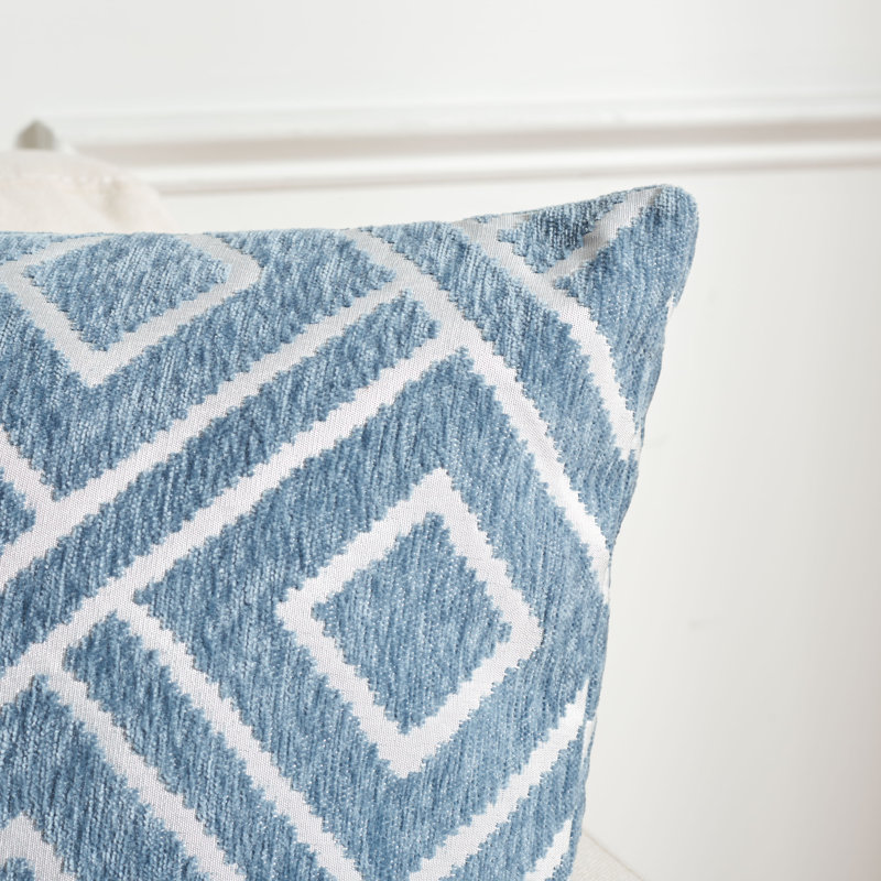 Triska Light Blue Geometric 18'' Square Throw Pillow