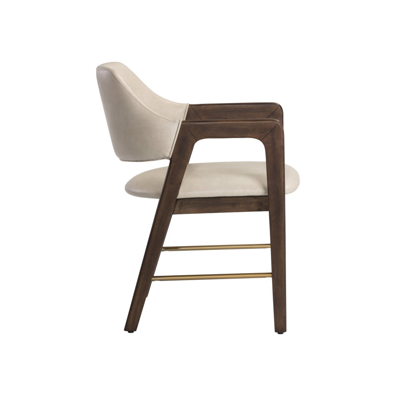 Bessinger Upholstered Dining Chair, Dark Gray Performance Basketweave, Brown