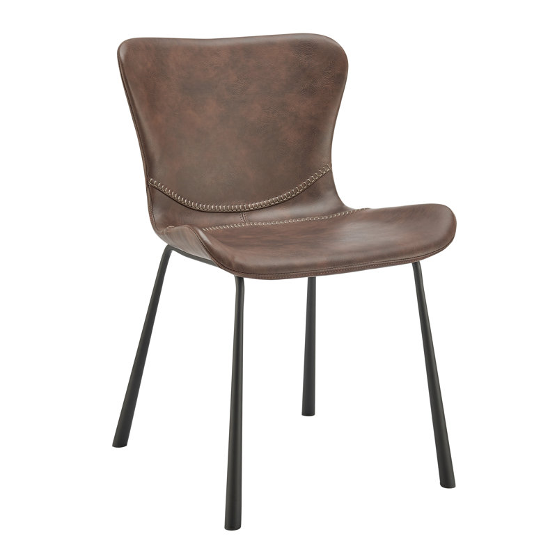 Mald 18.31'' H Faux Leather Upholstered Side Chair, Dark Brown