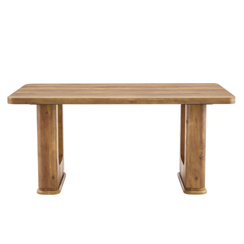 Table de salle à manger 64,5 "en faux marbre / bois avec décor en verre pour le salon de la cuisine, Bois naturel