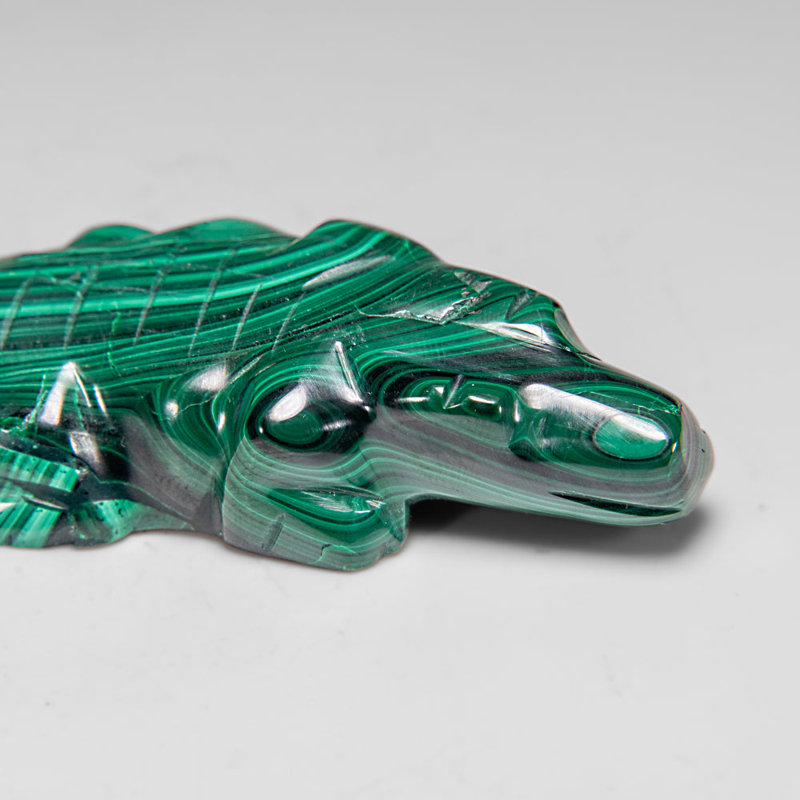 Genuine Polished Malachite Alligator Carving (101.2 Grams)