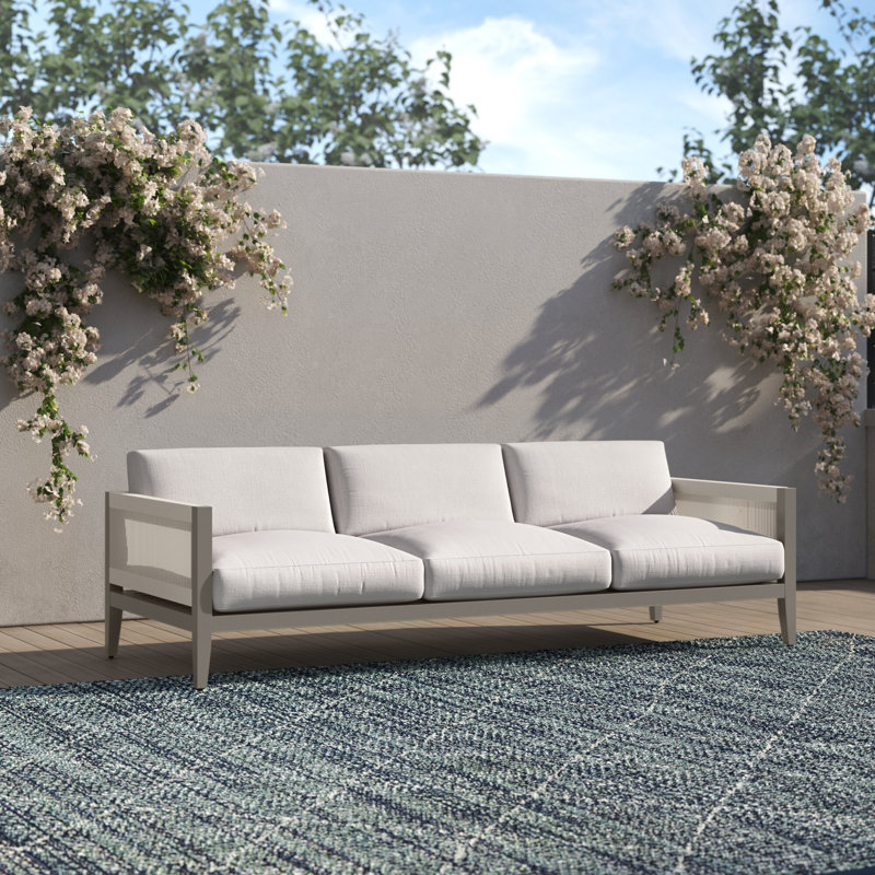 Canapé d'extérieur avec coussins de 82 po de largeur Tovias, Toile