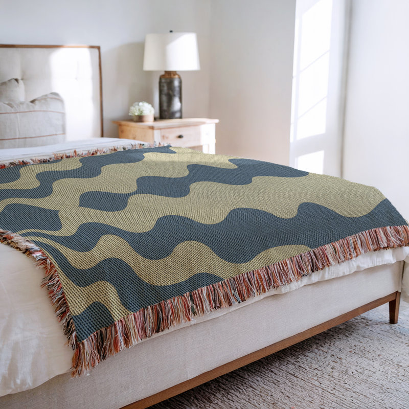 Jeté en mélange de coton Sunbeam, Bleu, L 60 po x l 50 po