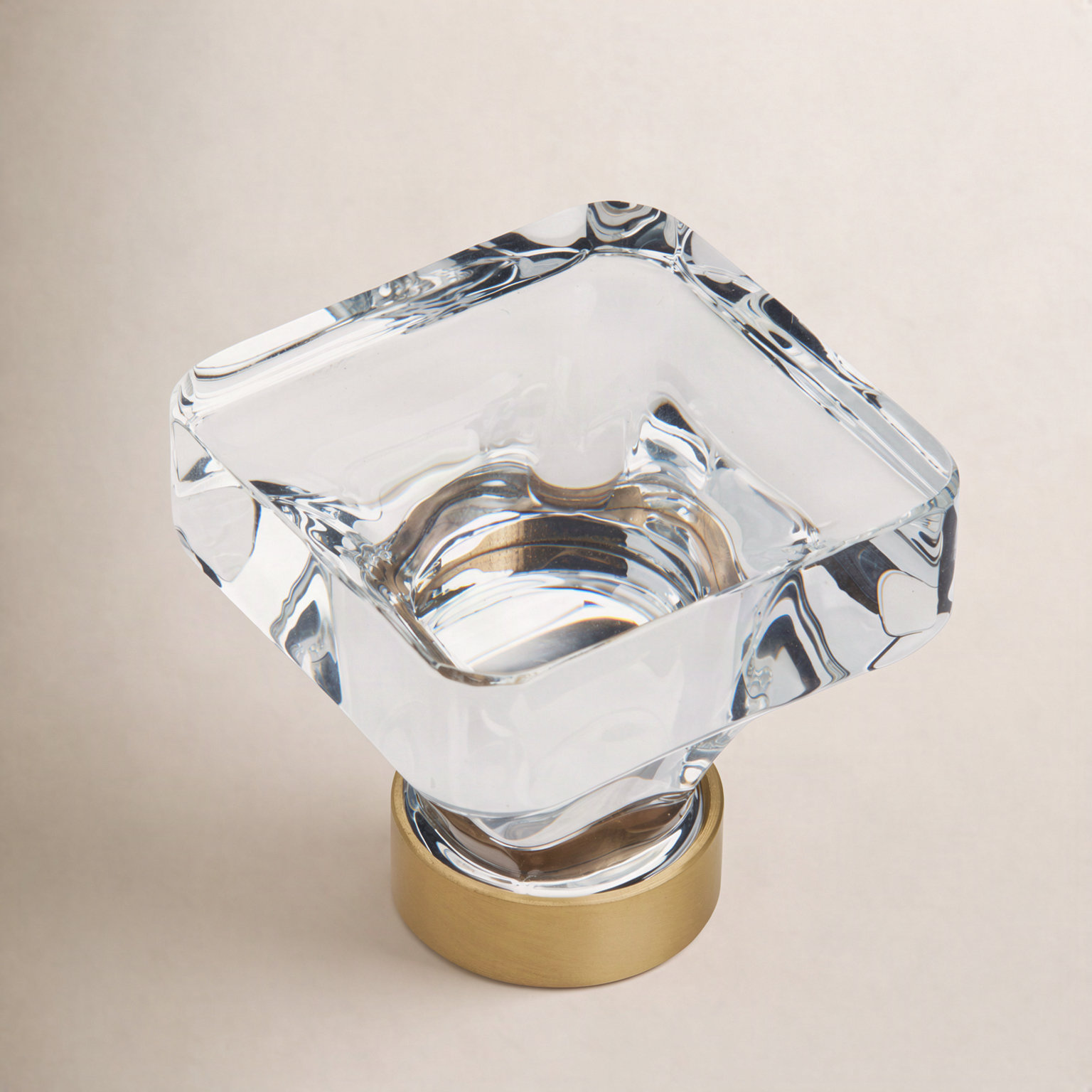 Glacio Square Cabinet Knob, Clear/Champagne Bronze