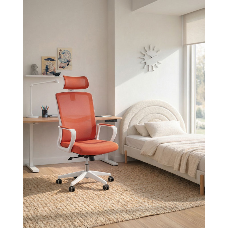 Office Chair with Headrest, Coral