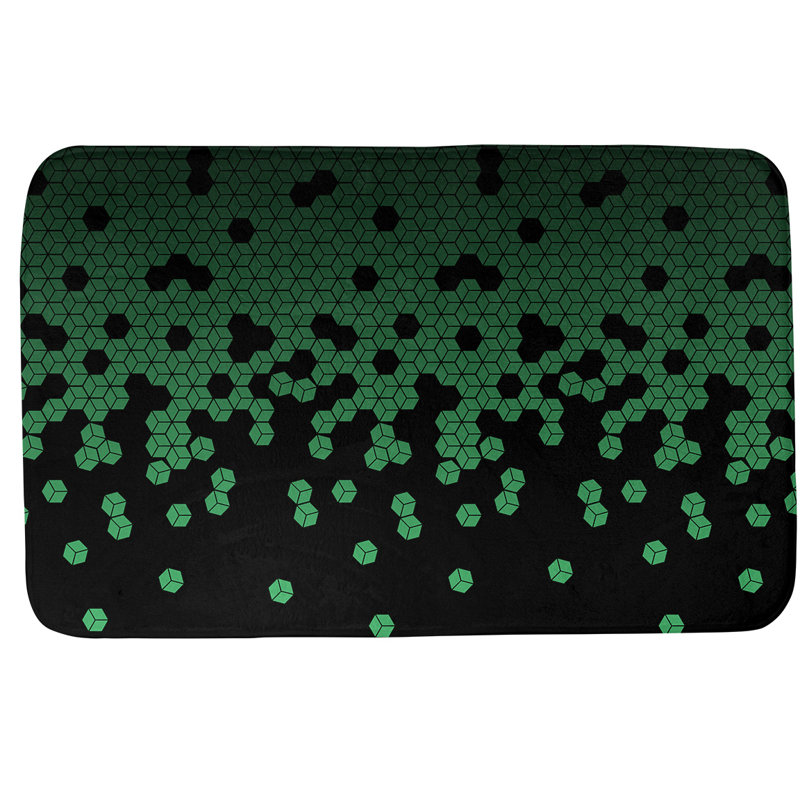 Leffel Memory Foam Non-Slip Bath Rug, 17" W x 24" L, Green