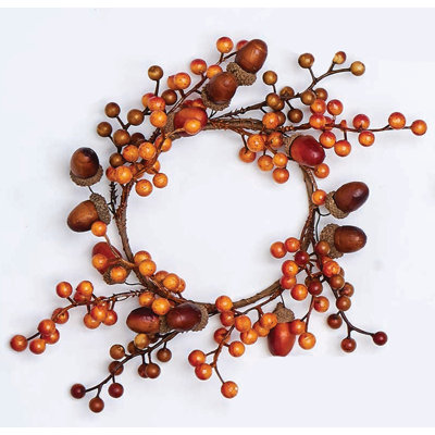 4.5" Inner Diameter Artificial Berry & Acorn Pillar Candle Ring