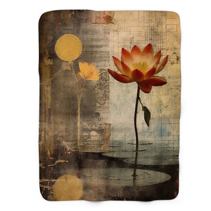 Grungy Lotus Patterns - 1 pièce de qualité supérieure, L 60 po x L 80 po