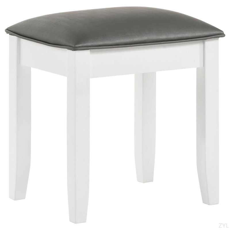 White Vanity Stool With Padded Seat