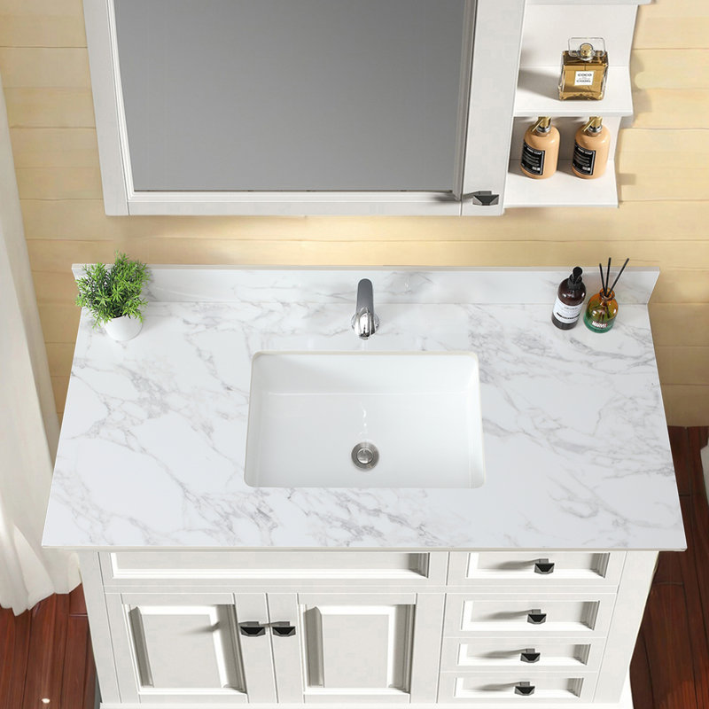 Plateau de meuble-lavabo simple 43 po avec lavabo, Trou unique