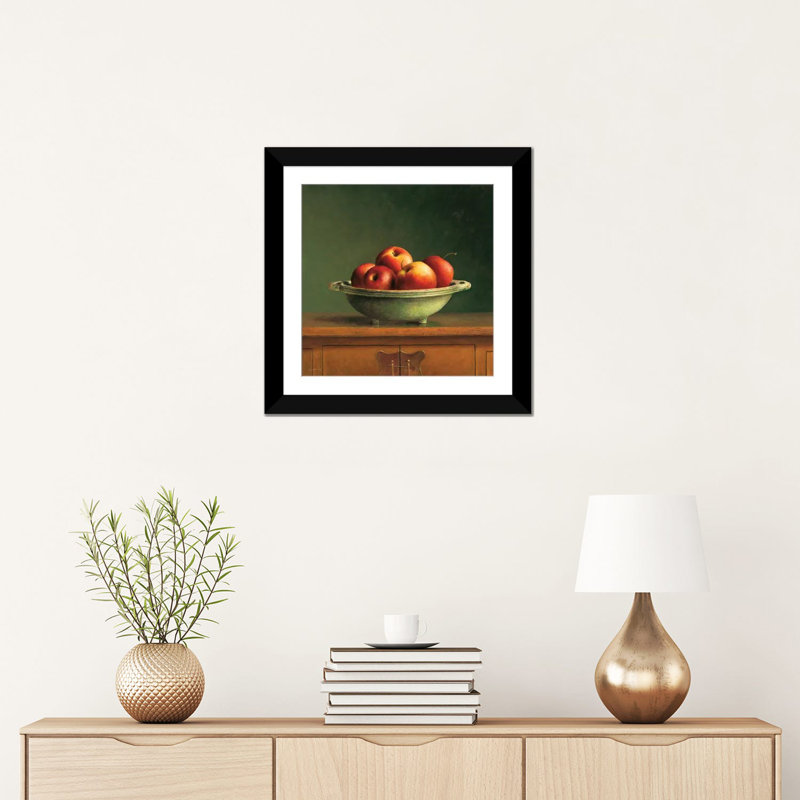 «Apples», reproduction sur toile, H 24 po x l 24 po x P 1 po, Papier d'art encadré noir, Blanc