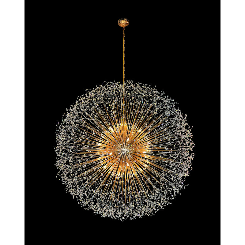 Islaa Dimmable Crystal Sputnik Chandelier, Gold, 30 Lights, 63"