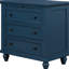 3 meubles en bois bleus et table d'appoint polyvalente avec tiroir, meuble de rangement bleu, fabriqués à partir de matériaux