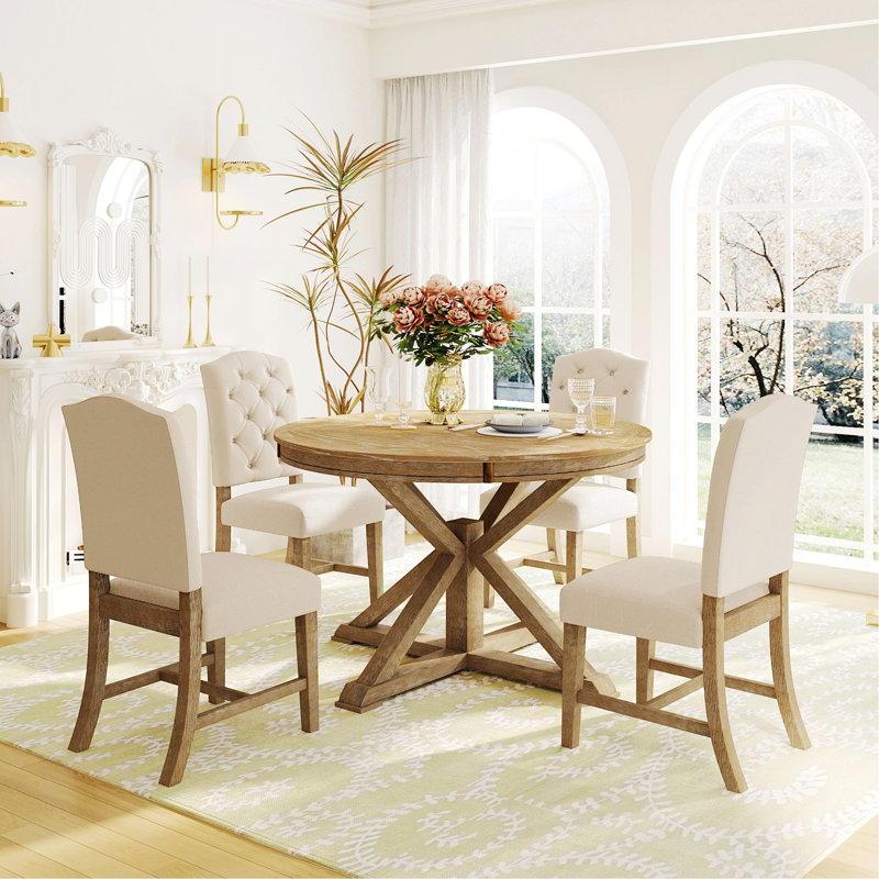 Ensemble de table de salle à manger avec table extensible et 4 chaises rembourrées pour la salle à manger et le salon