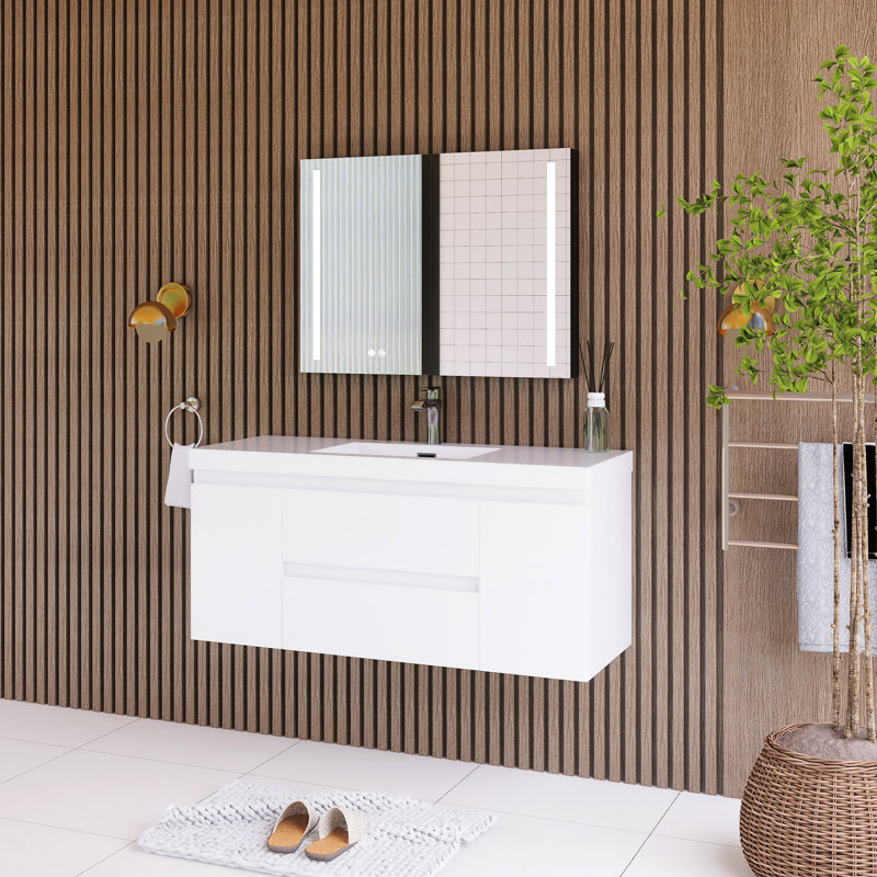 Orinate 48'' Single Bathroom Vanity with Resin Top, White