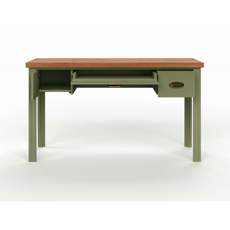 53" Writing Desk, No Assembly Required, Natural/Green
